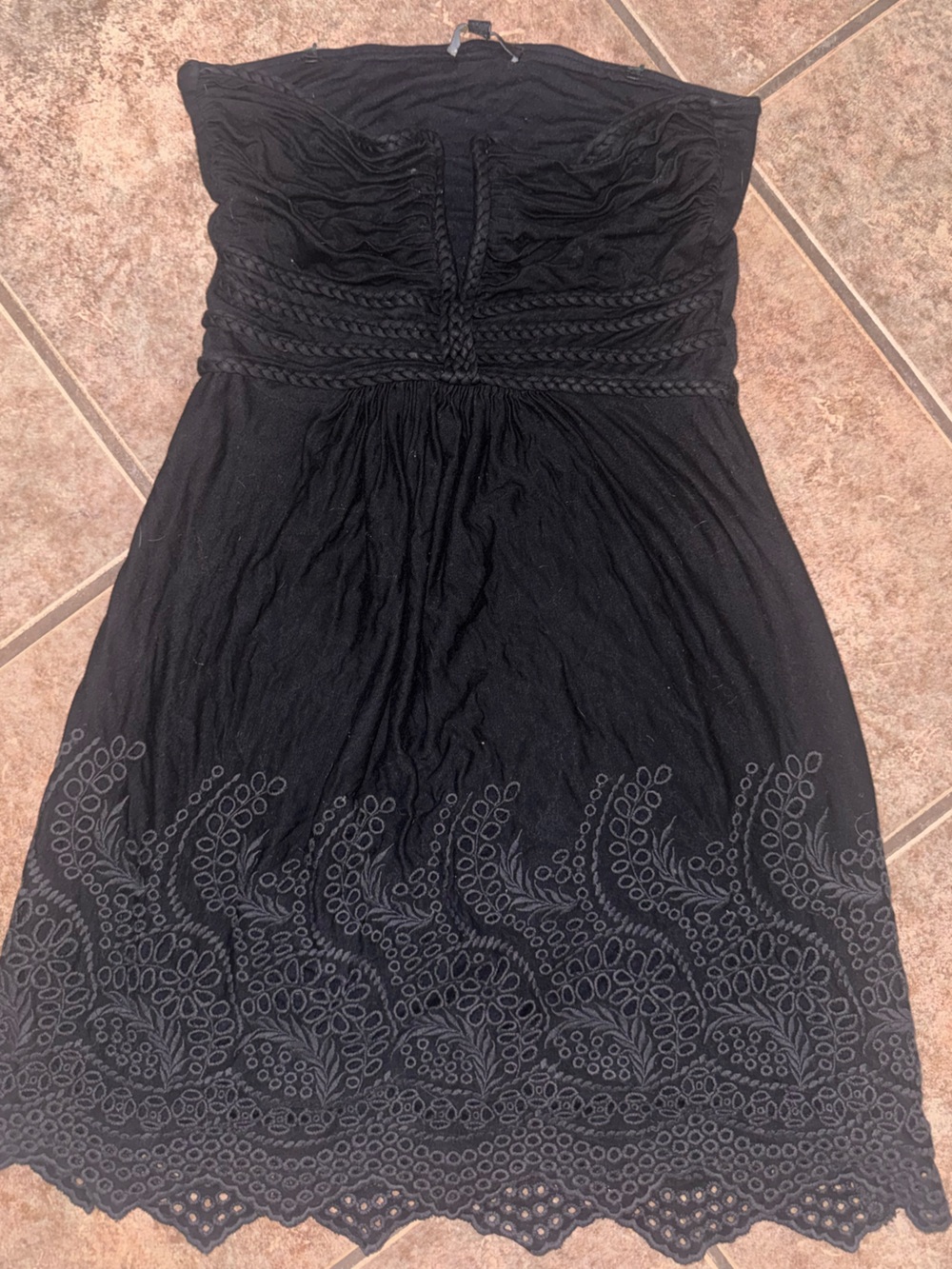 SKY 😇 Vintage Y2K strapless braided mini dress top eyelet detail size medium